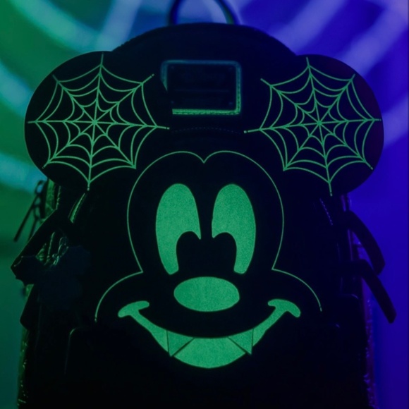 Loungefly Halloween Mickey Spider Backpack Glows in the Dark - Picture 5 of 6